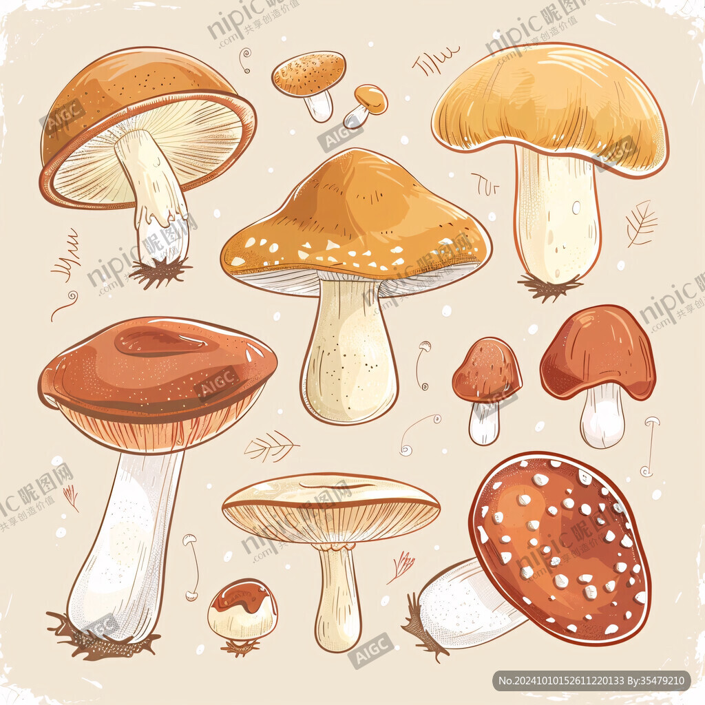 各种蘑菇插画