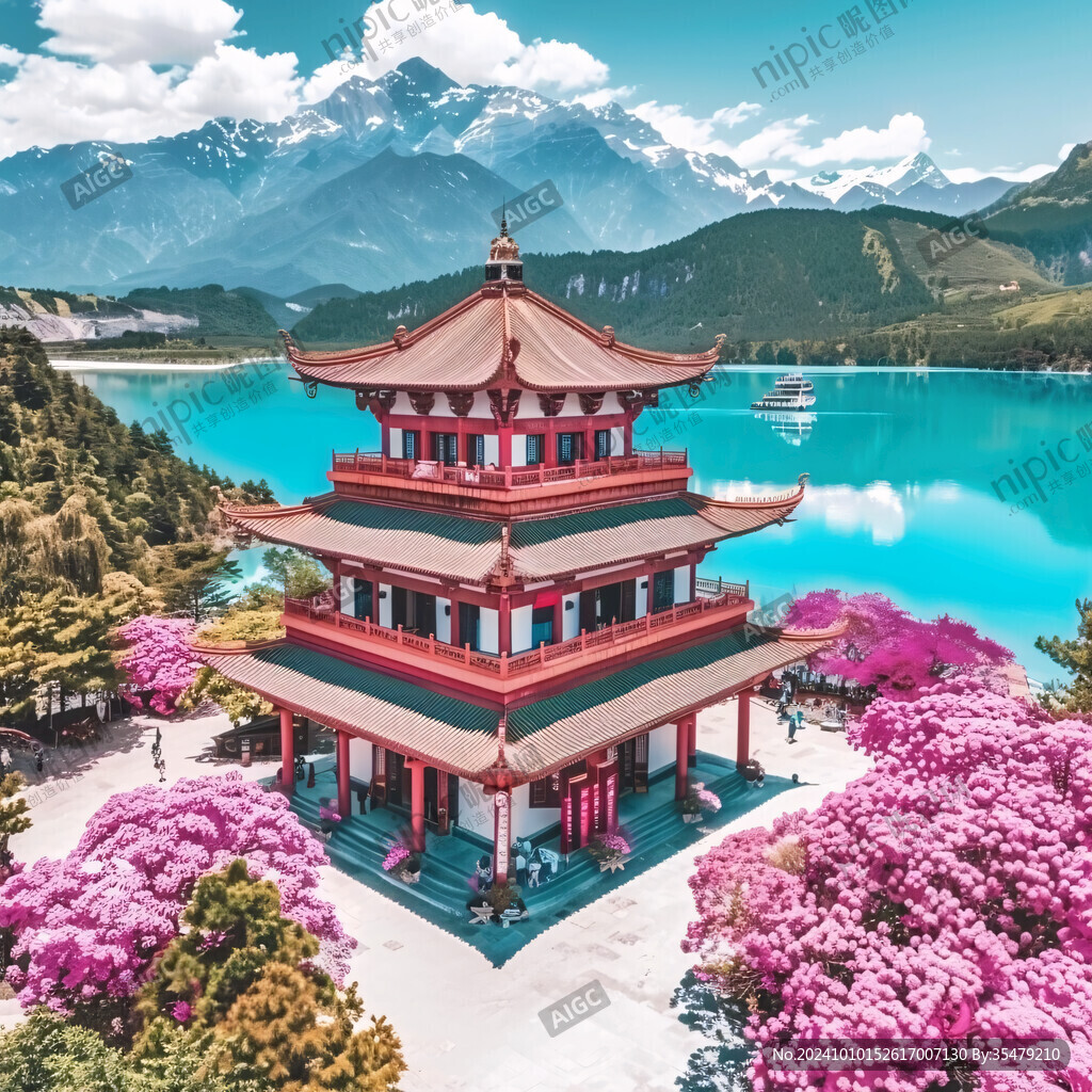 新中式楼阁皇宫山水