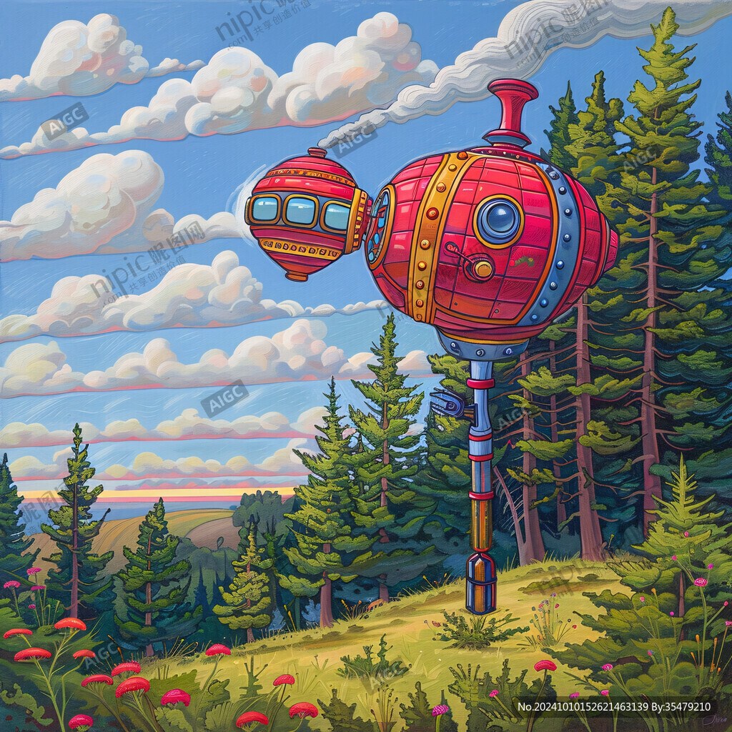 热气球插画场景