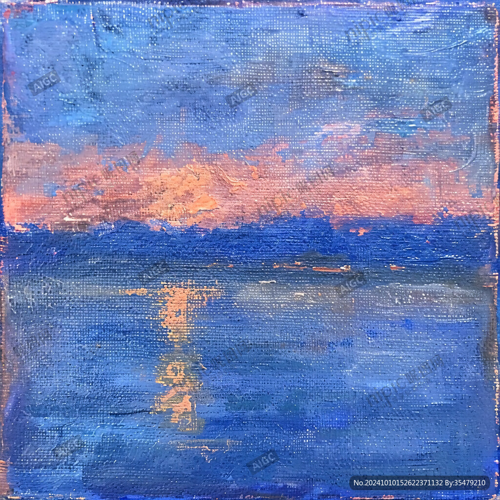 海蓝色油画