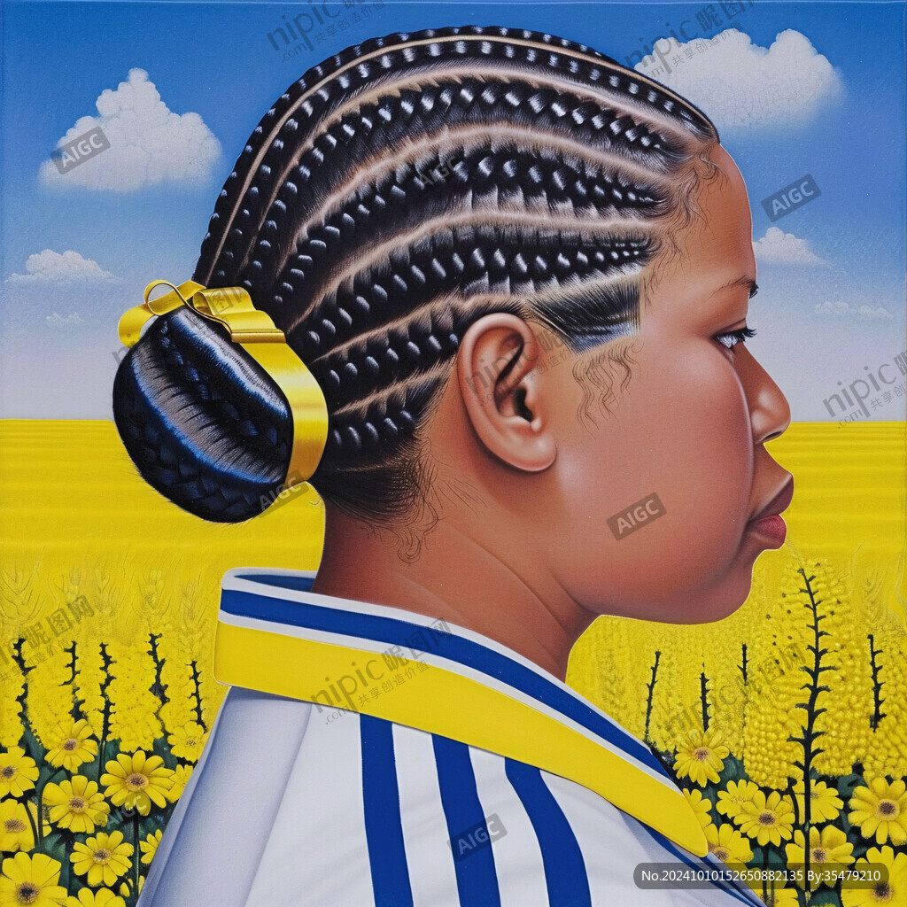 少数民族少女采蜜插画