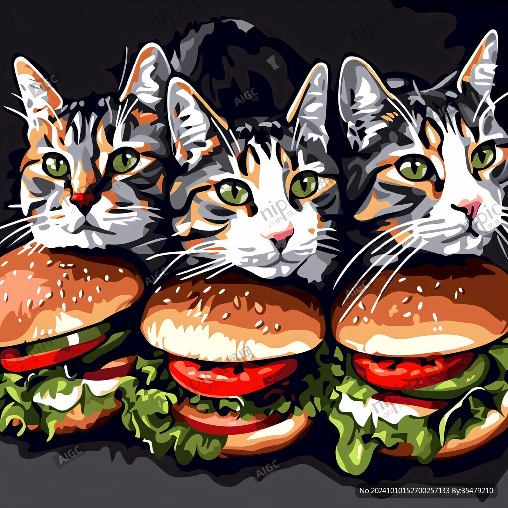 多只猫插画