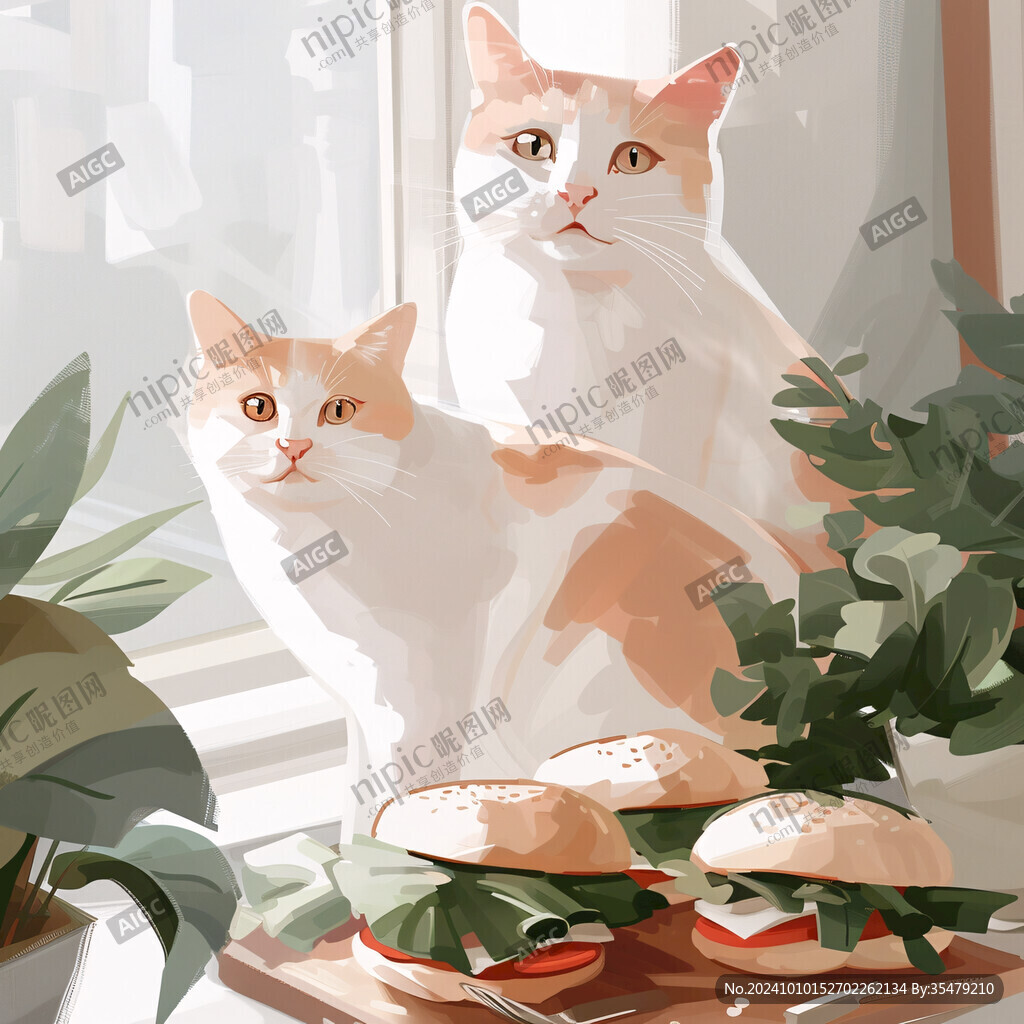 晒太阳的猫插画
