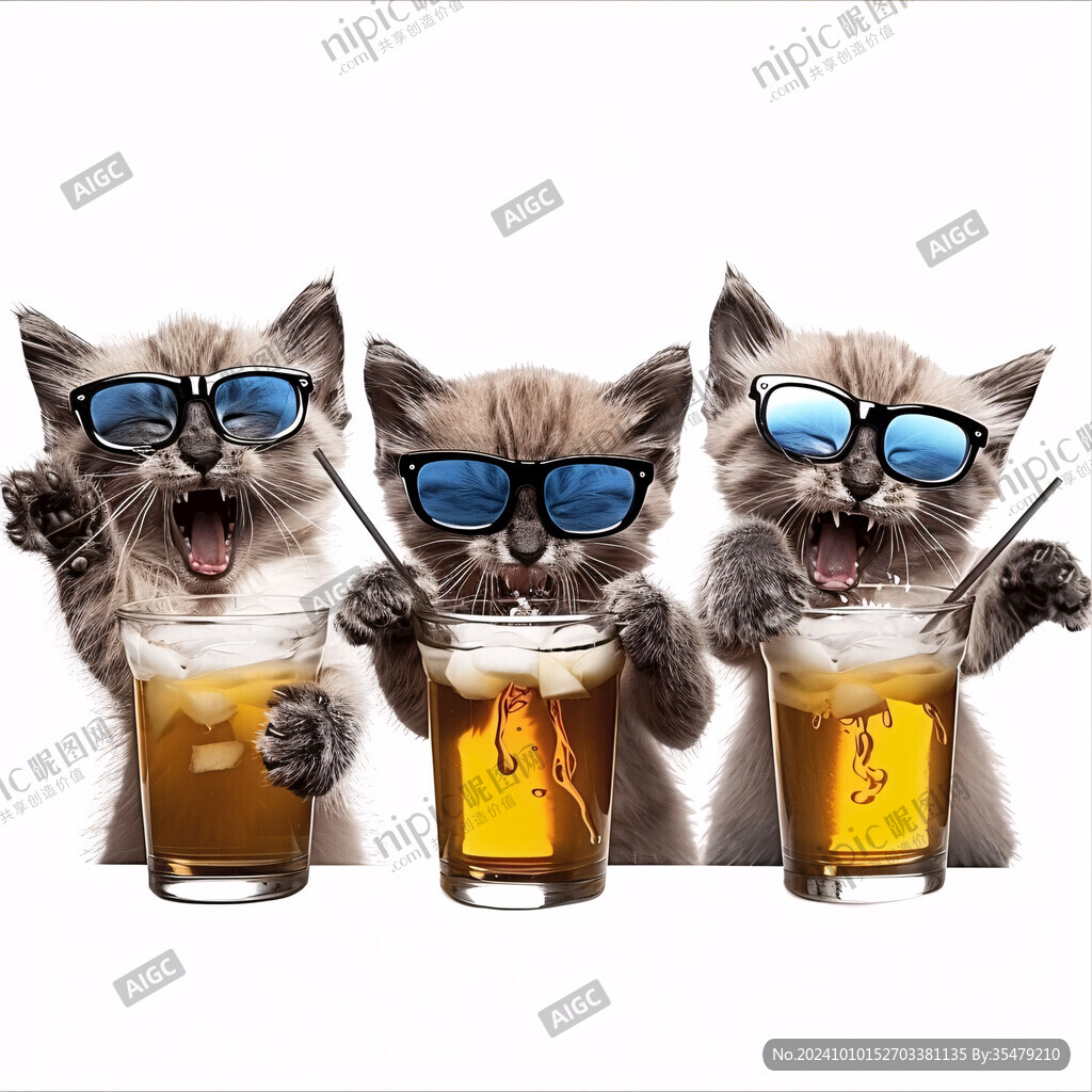 喝奶茶的猫咪插画