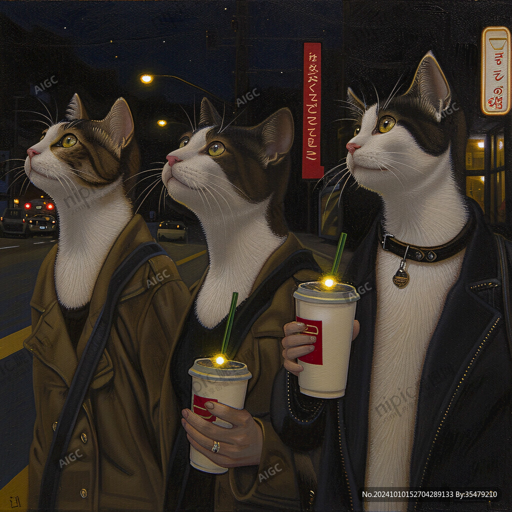 猫咪咖啡师插画设计