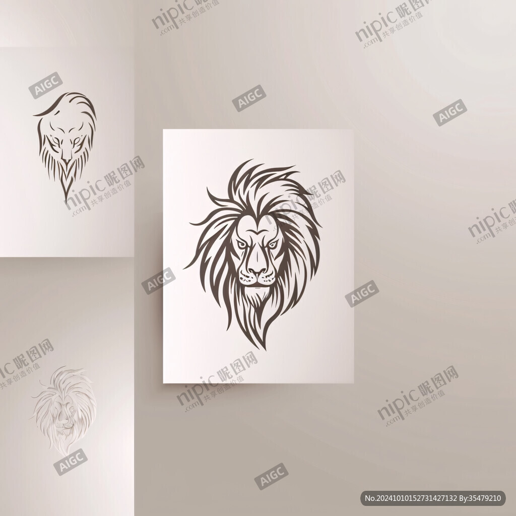 线条狮子logo