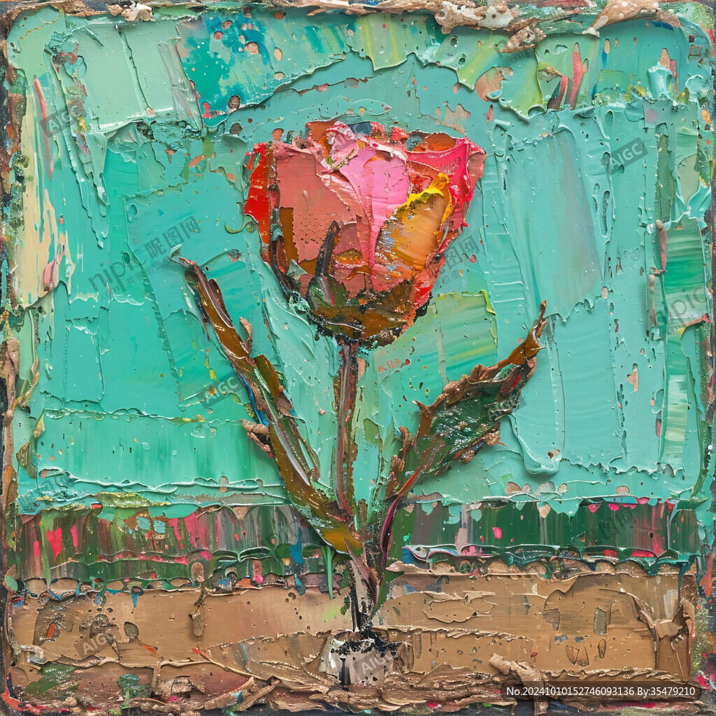 现代玫瑰花油画