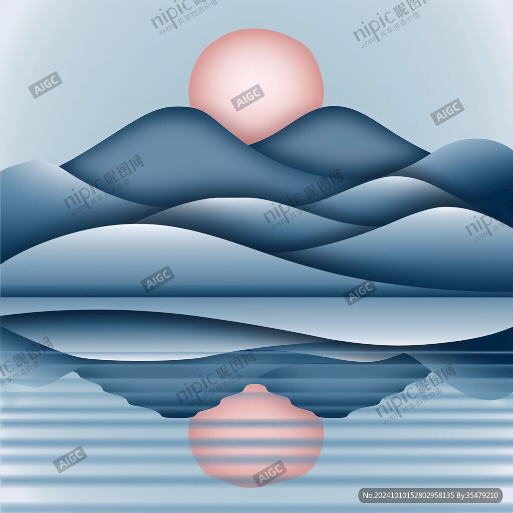 高清抽象时尚蓝色山水