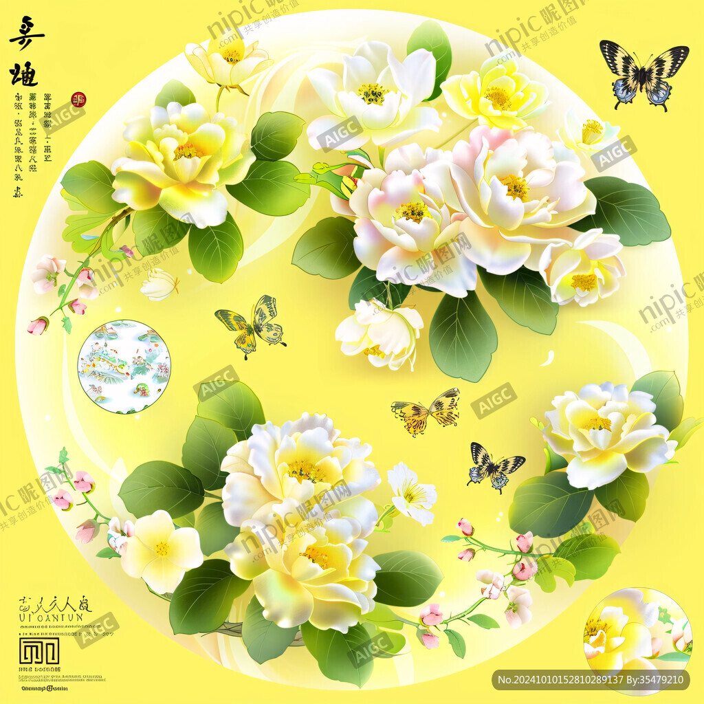 玉兰花月亮荷花致饼图