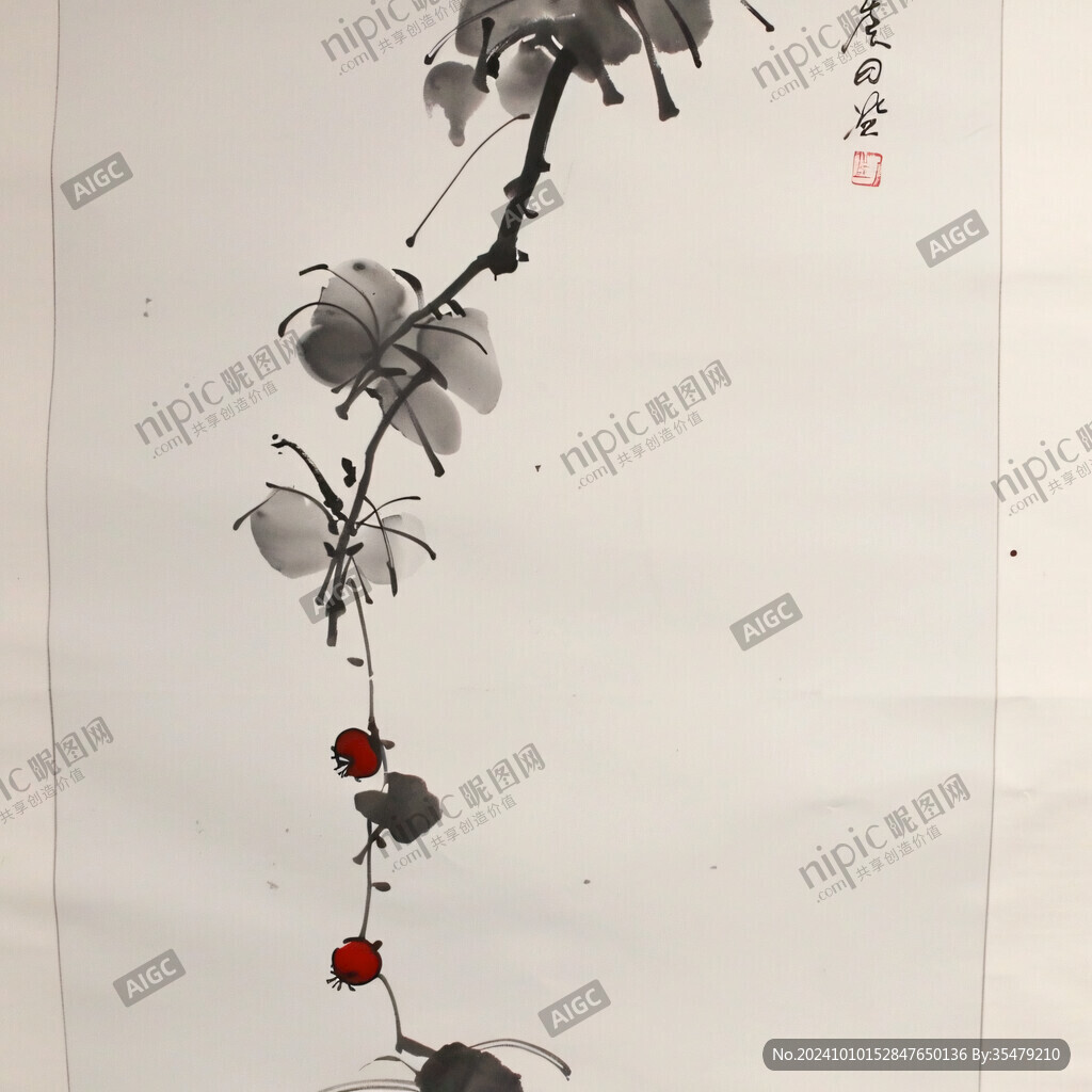 国画小品水墨毛豆