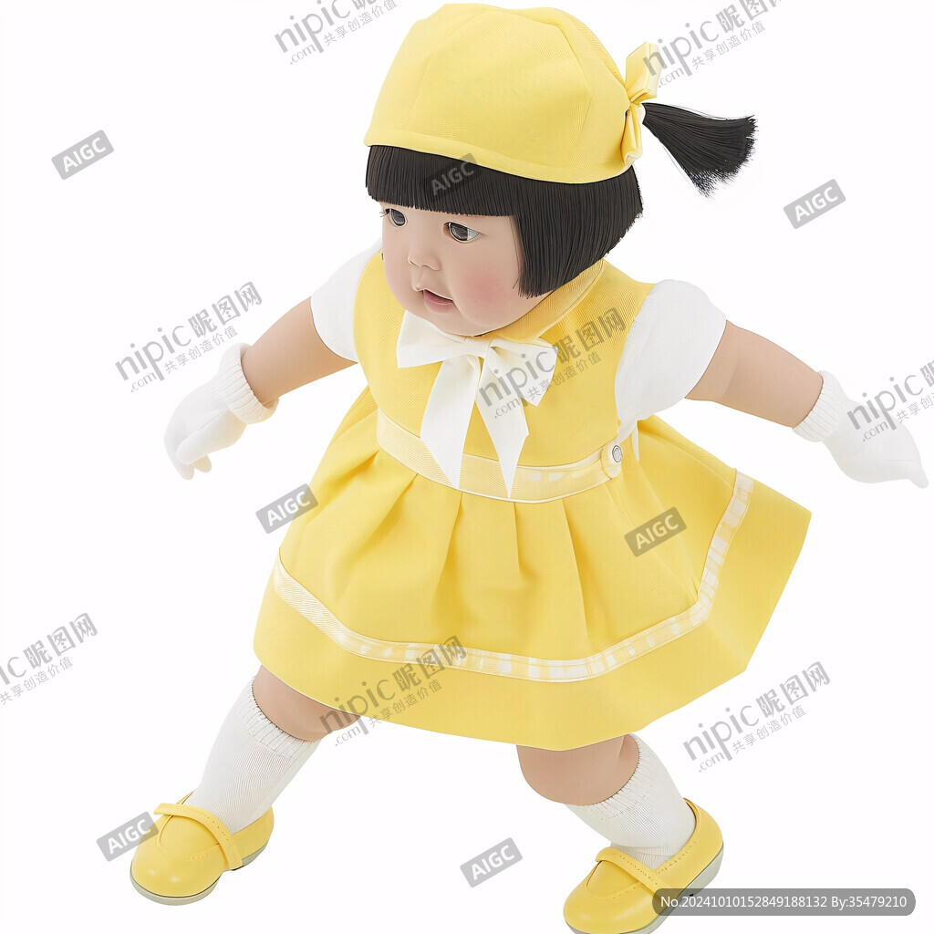 穿黄色裙子的小姑娘