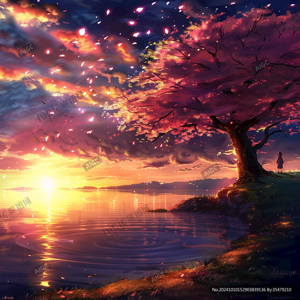 水边樱花树