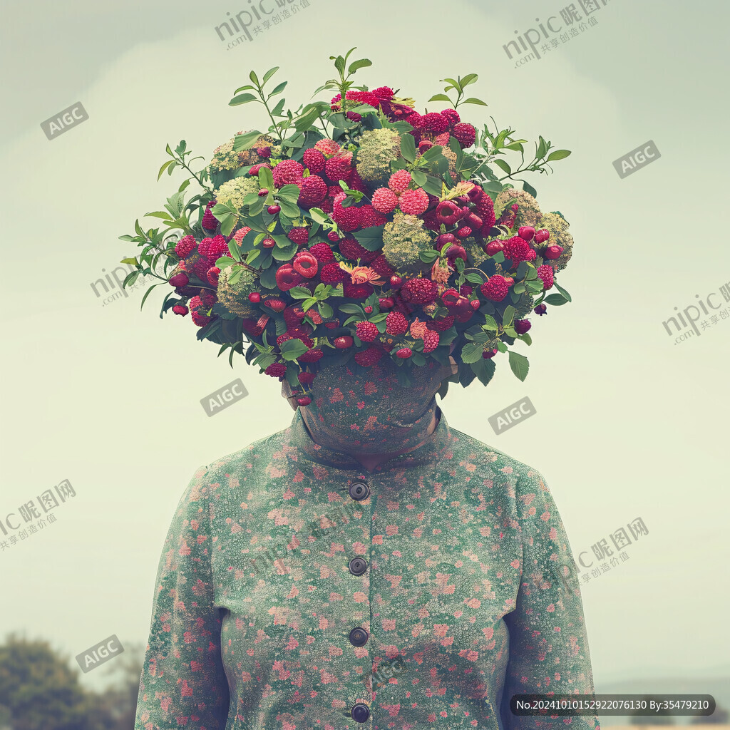 鲜花遮挡脸部