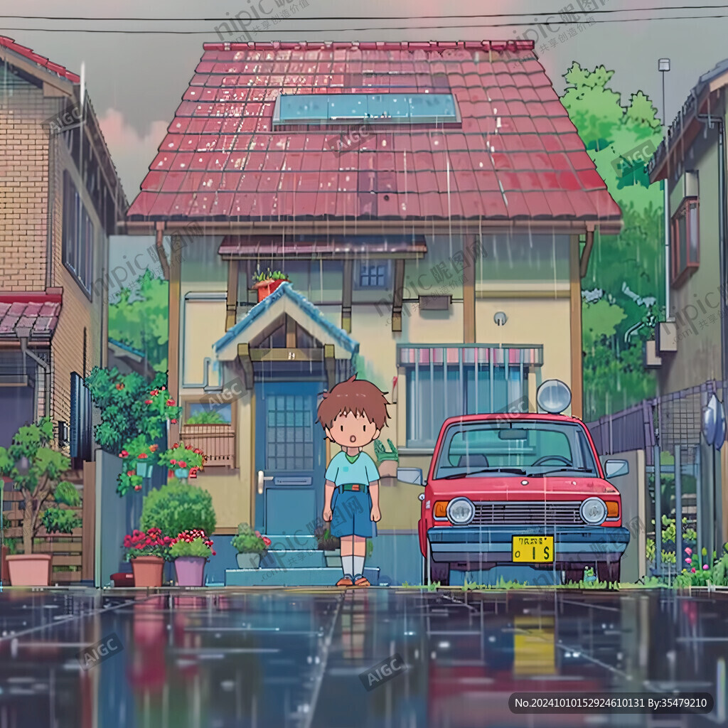 住宅区下雨