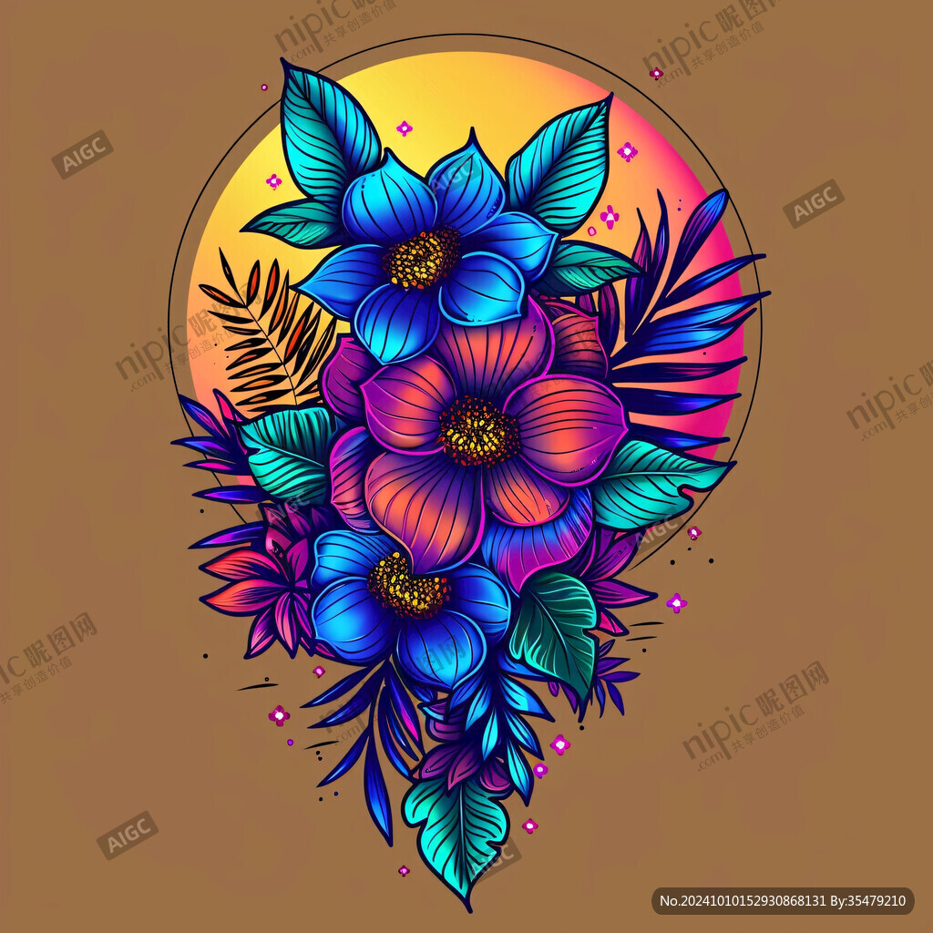 紫月荷兰花插画