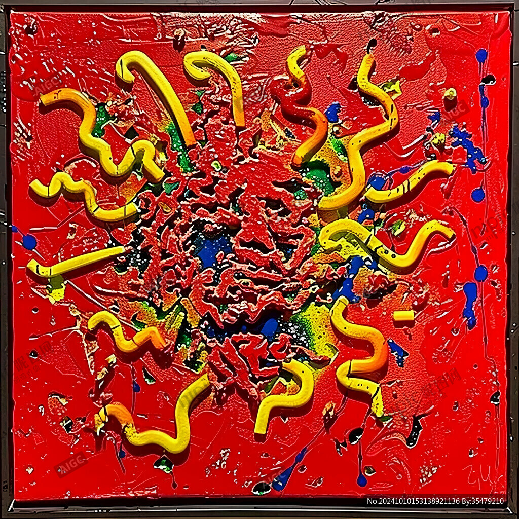 红红火火雕塑装饰画