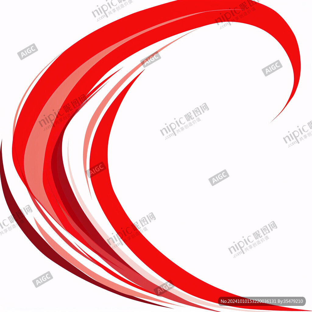 红色飘带线条