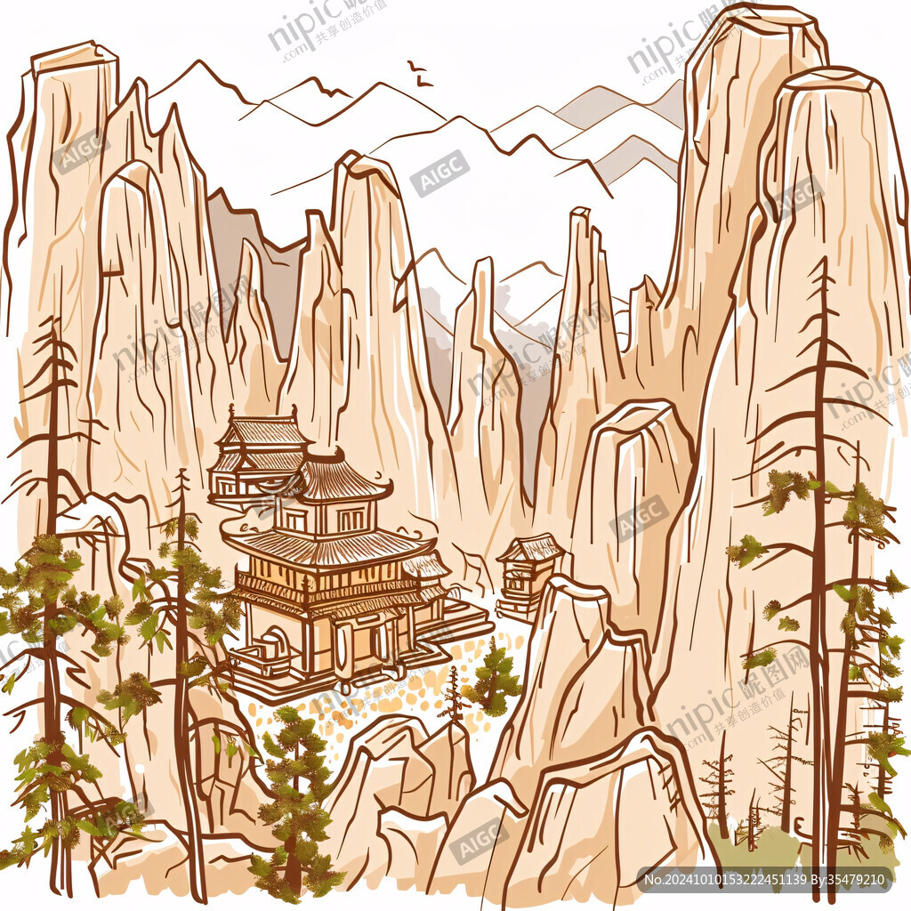 名胜古迹插画