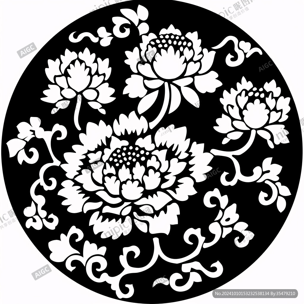 古风团花纹