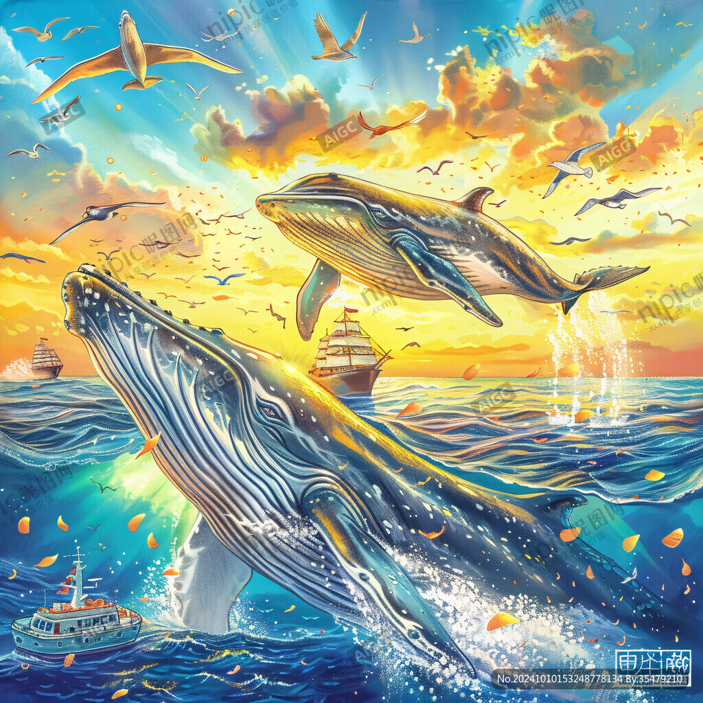 高清手绘鲸鱼
