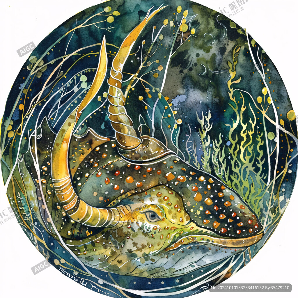 深海鱼手绘插画