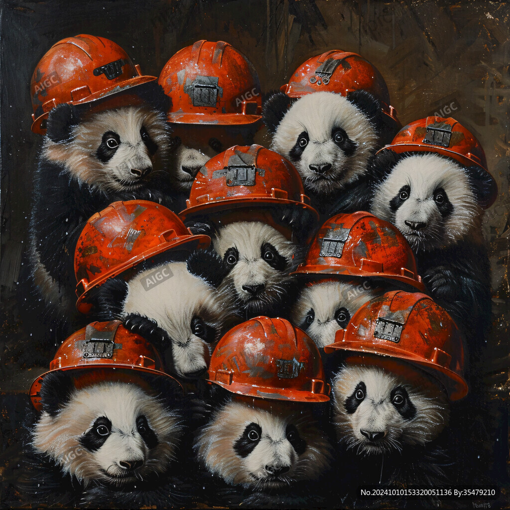熊猫题材油画