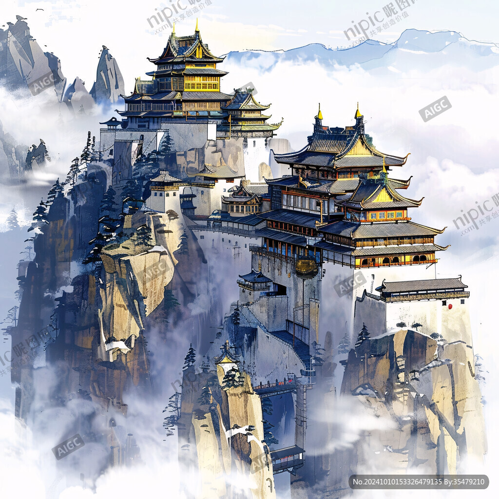 宫殿楼阁仙境仙人大殿