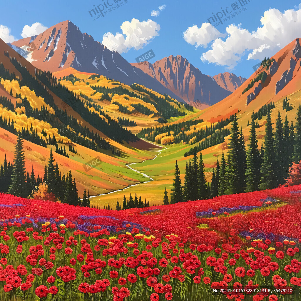 彩色山谷风景图
