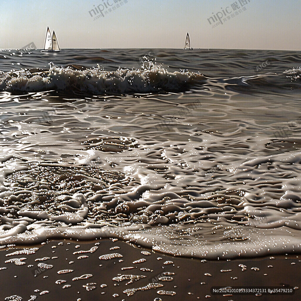 清晨的海浪帆船