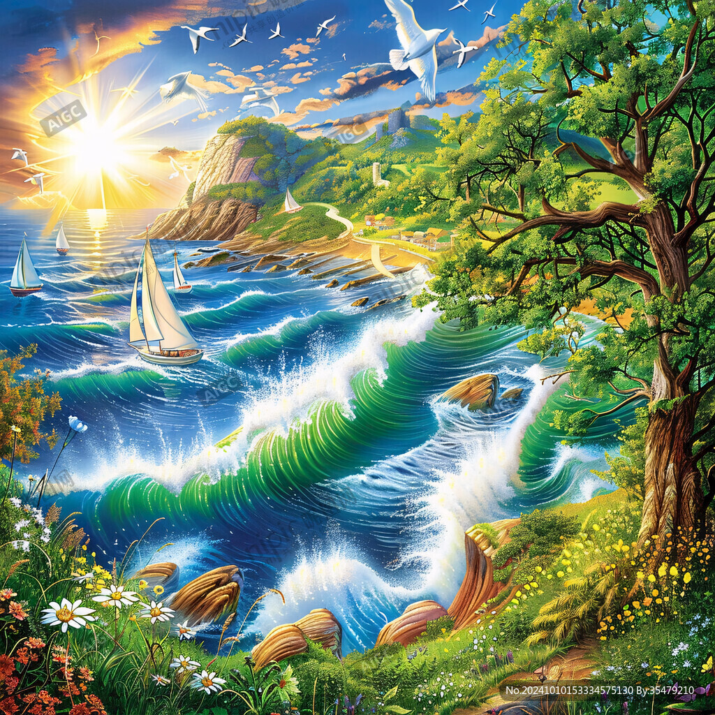 自然装饰画大海素材