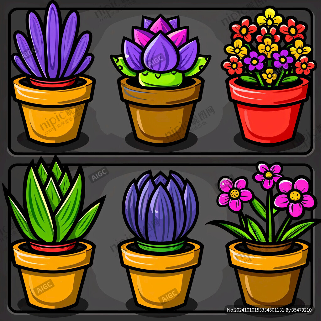 盆栽植物插画