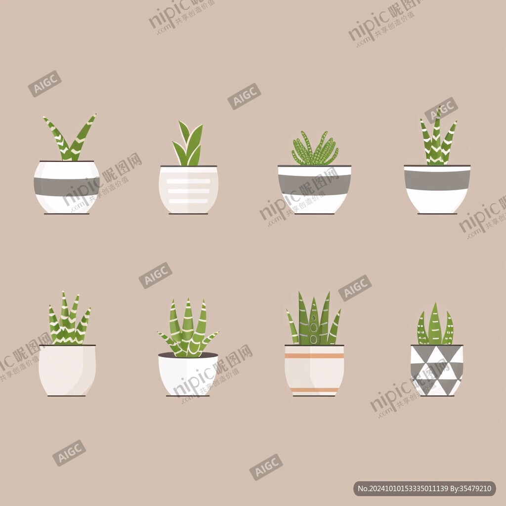 绿植盆栽插画
