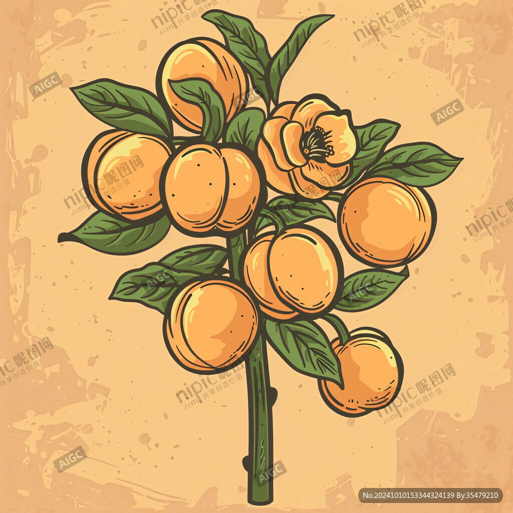 橘橙花朵涂鸦