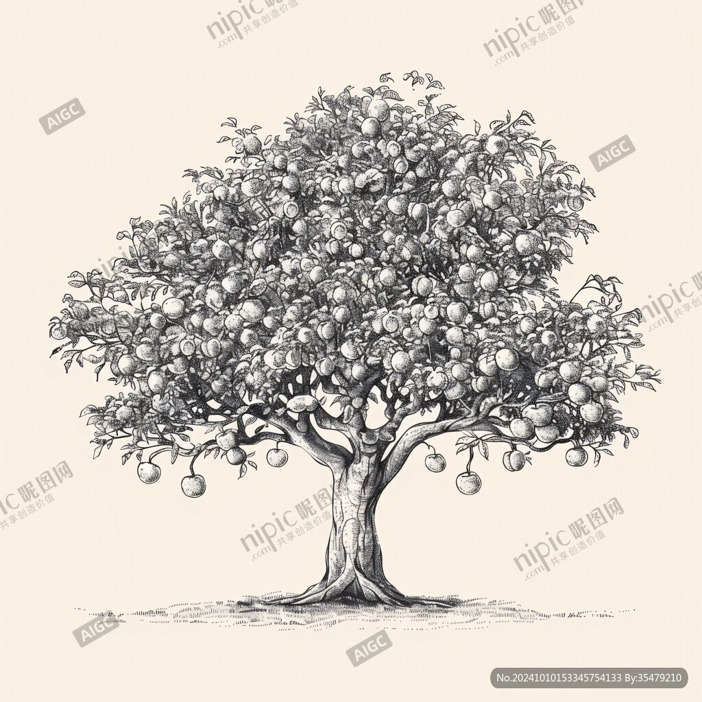 核桃树插画