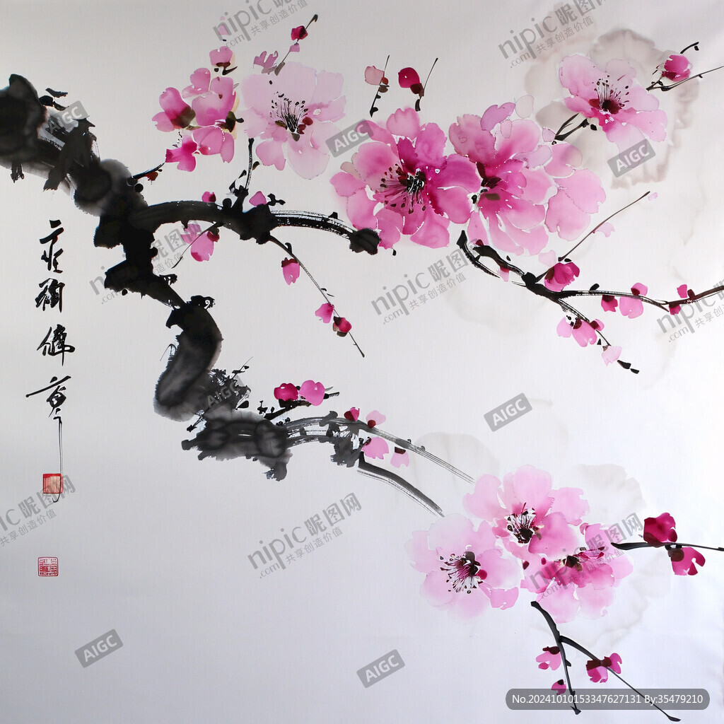 玄关手绘梅