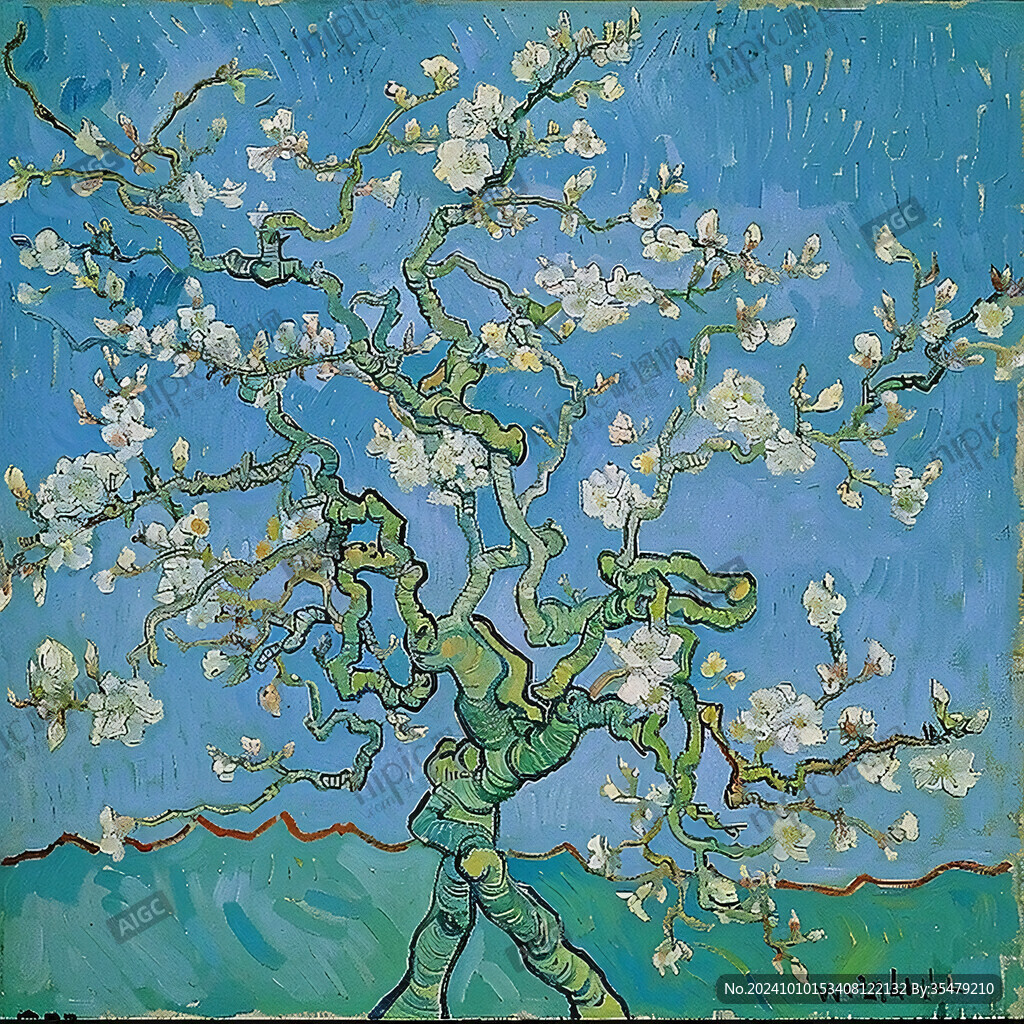 开花的树油画
