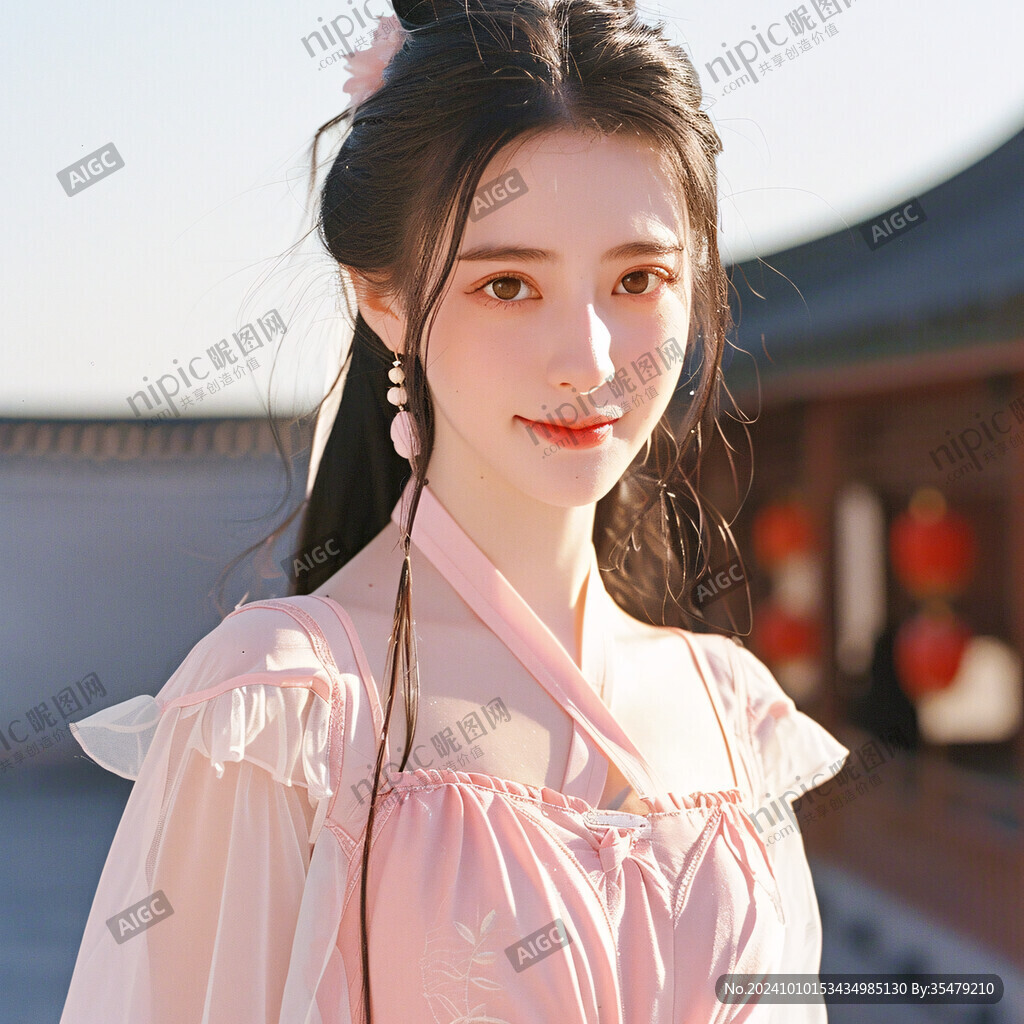 粉色汉服女子