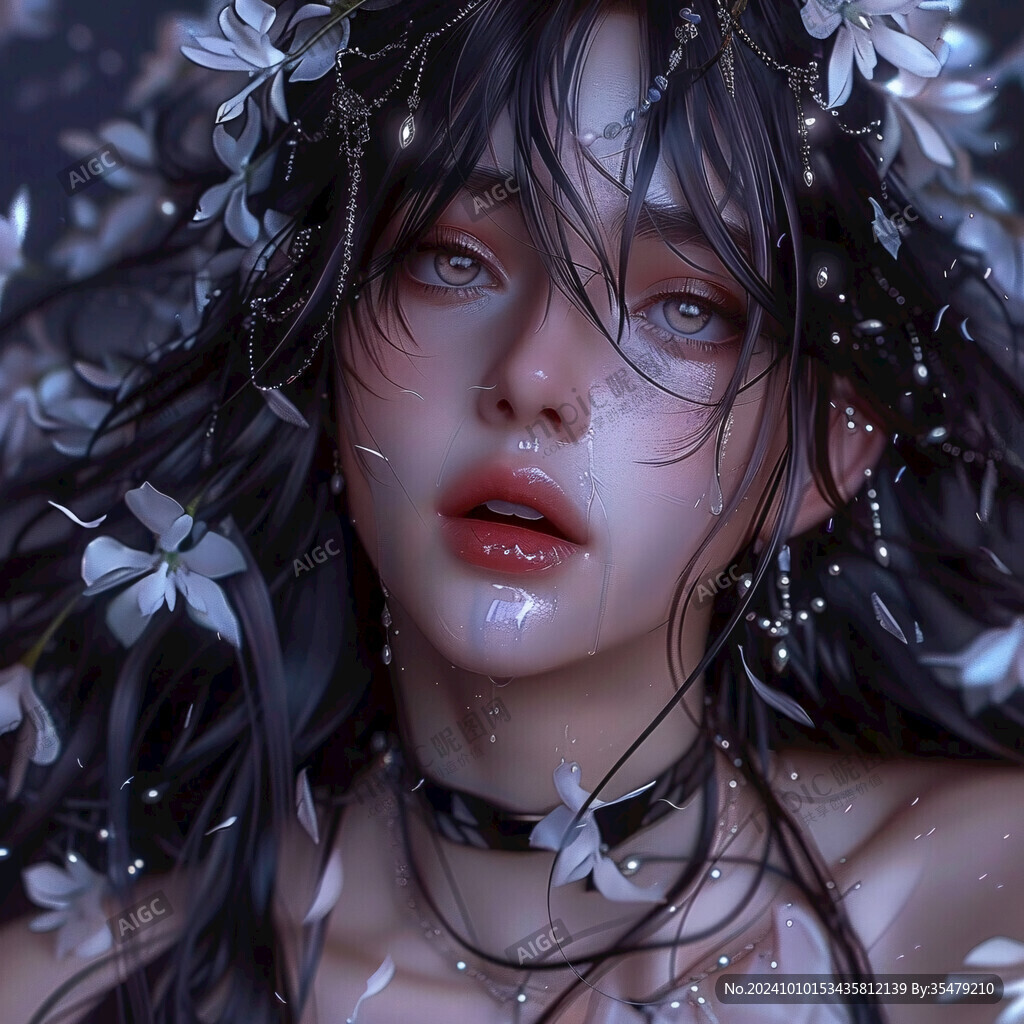 AI创作图厚涂少女 数字美女插画 厚涂头像 cg绘画作品 板绘少女插画 高级感女插画 日韩厚涂 写实人物插画 cg绘画 写实唯美插画 日韩厚涂 ...