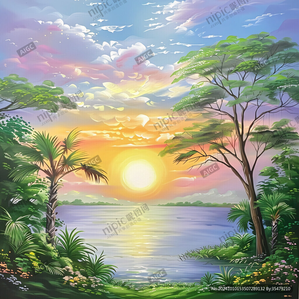 日出风景插画