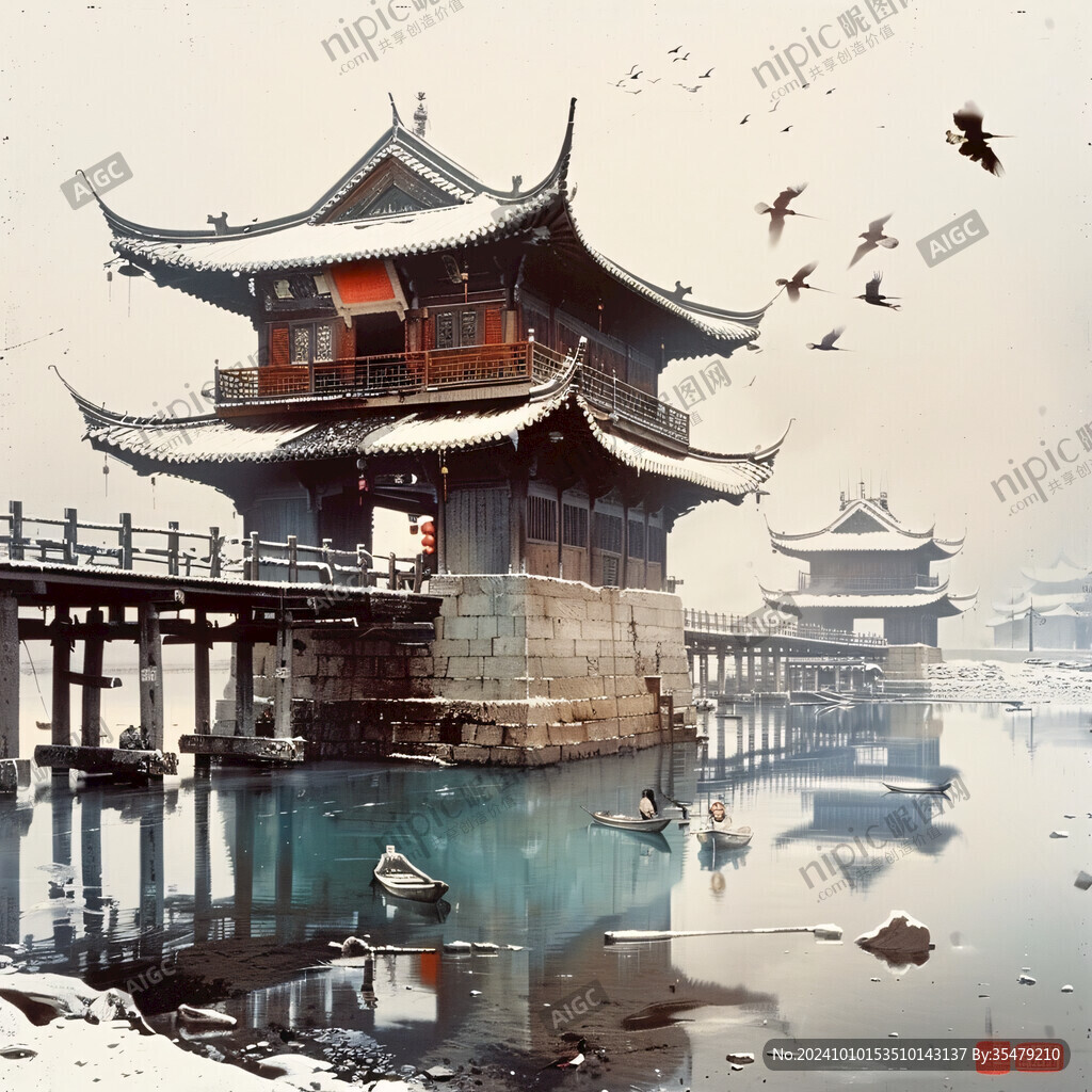 水中楼阁古建筑