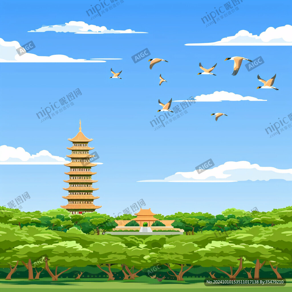 雷锋塔插画