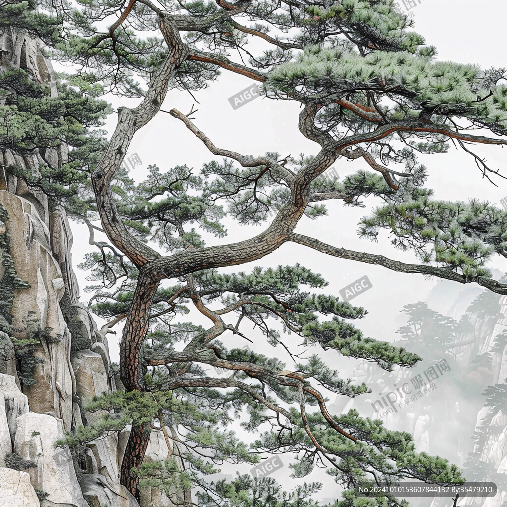 迎客松隔断背景