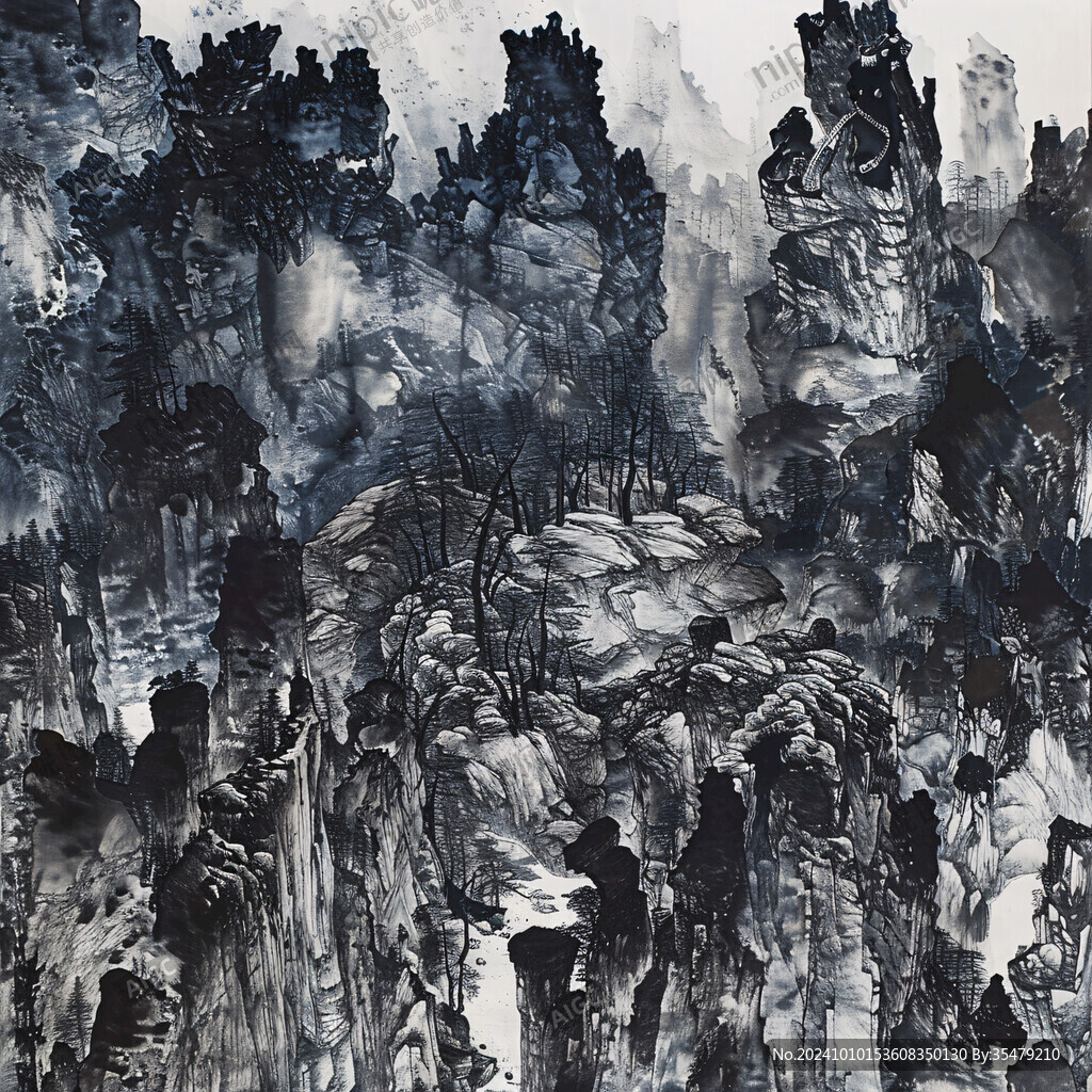 禅境山峰群山国画油画