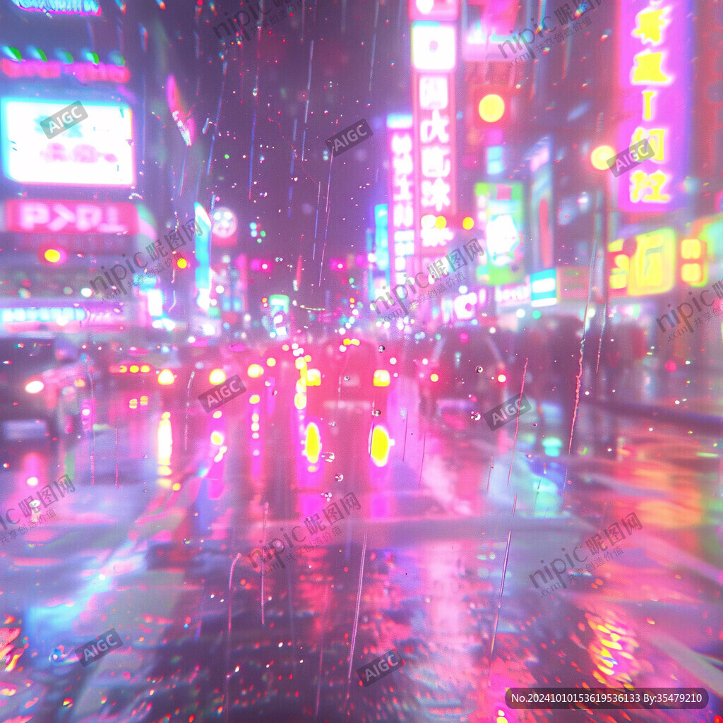 雨中街道夜晚的雨