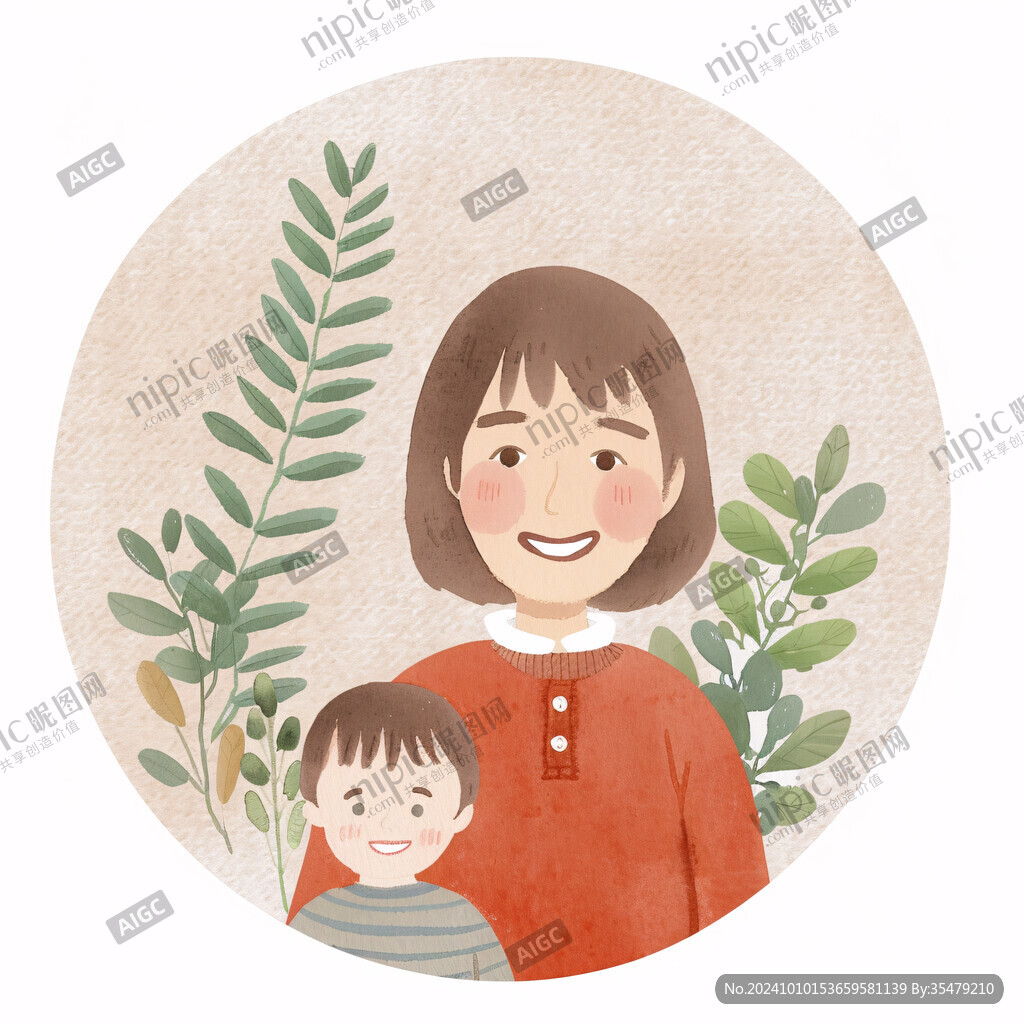 母子插画海报