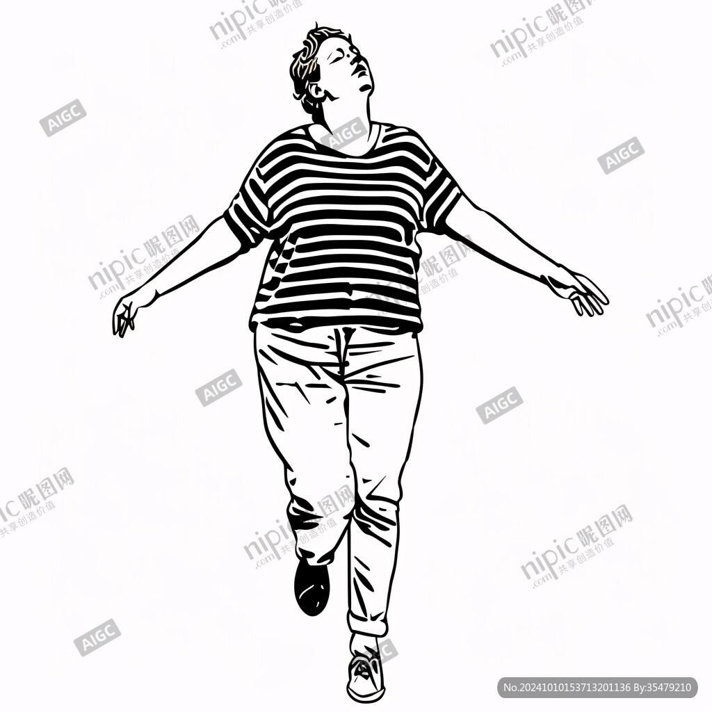 手绘奔跑的少年