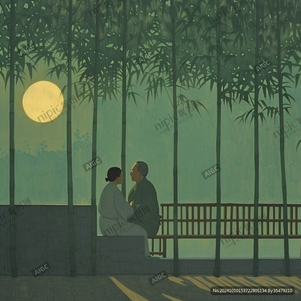 月光下竹子