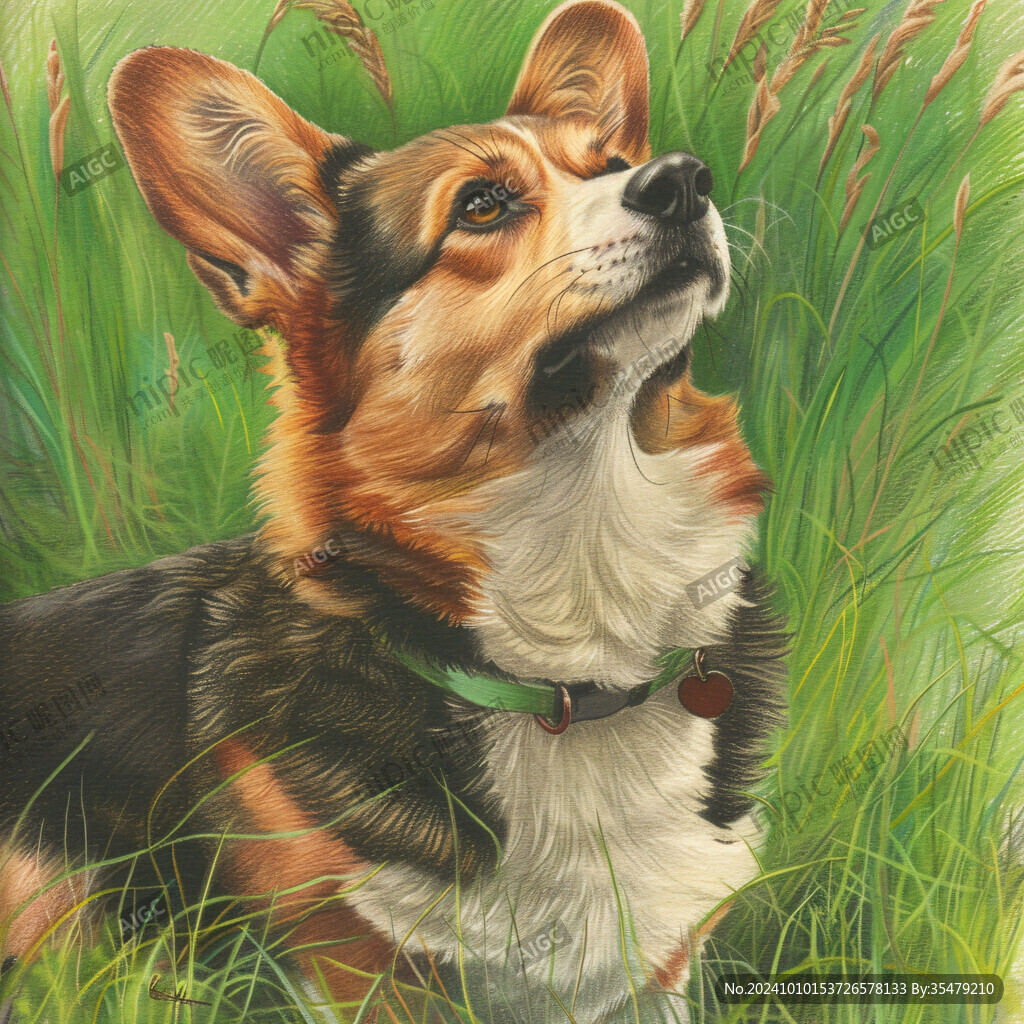 狗狗写实插画