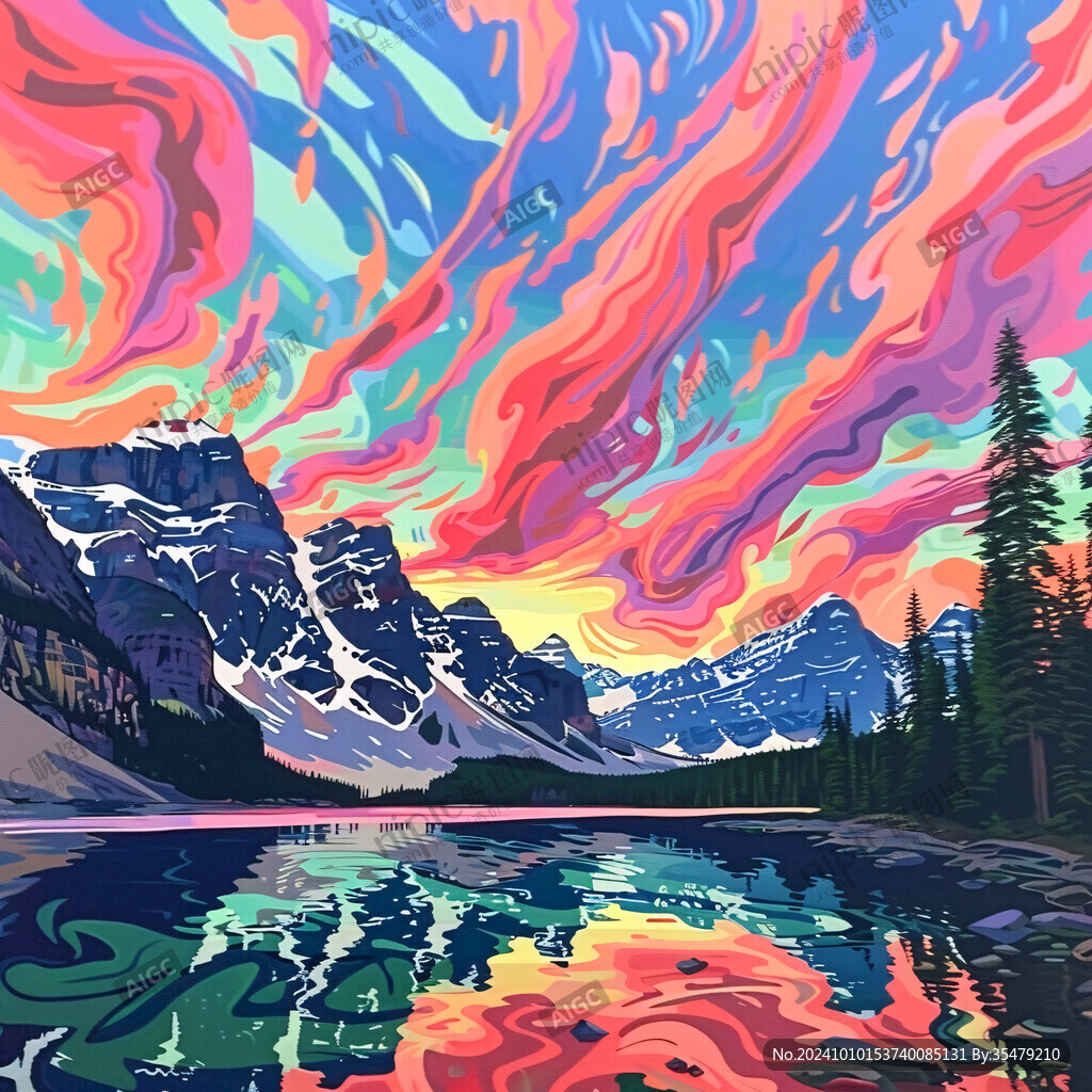加拿大彩绘山水水墨