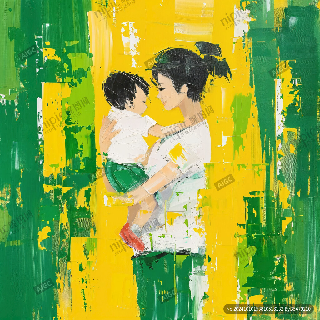 母子插画海报